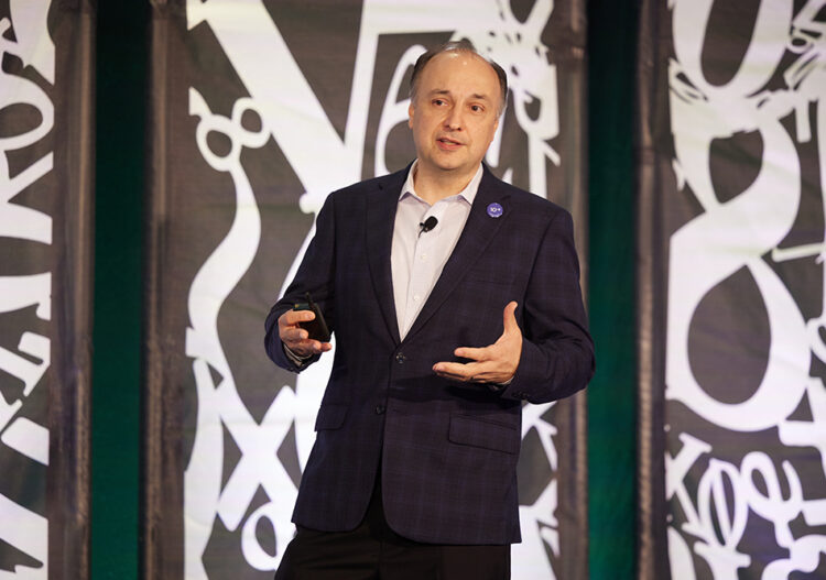 MIT faculty and researchers participate in a panel discussion on quantum science and engineering. Left to right: Professor Aram Harrow