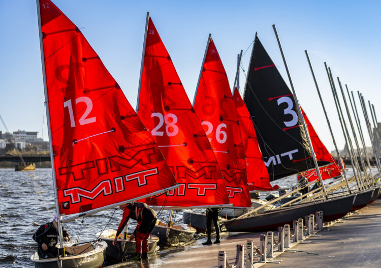 The pavilion offers tech dinghies with their distinctive red MIT sails